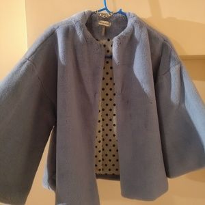 Elegant light blue fur jacket from MissMiss